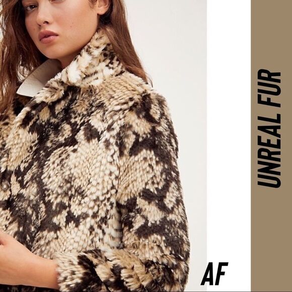 UNREAL FUR FOR FREE PEOPLE MADAM GRACE COAT SNAKE NWT NEW - Picture 6 of 15